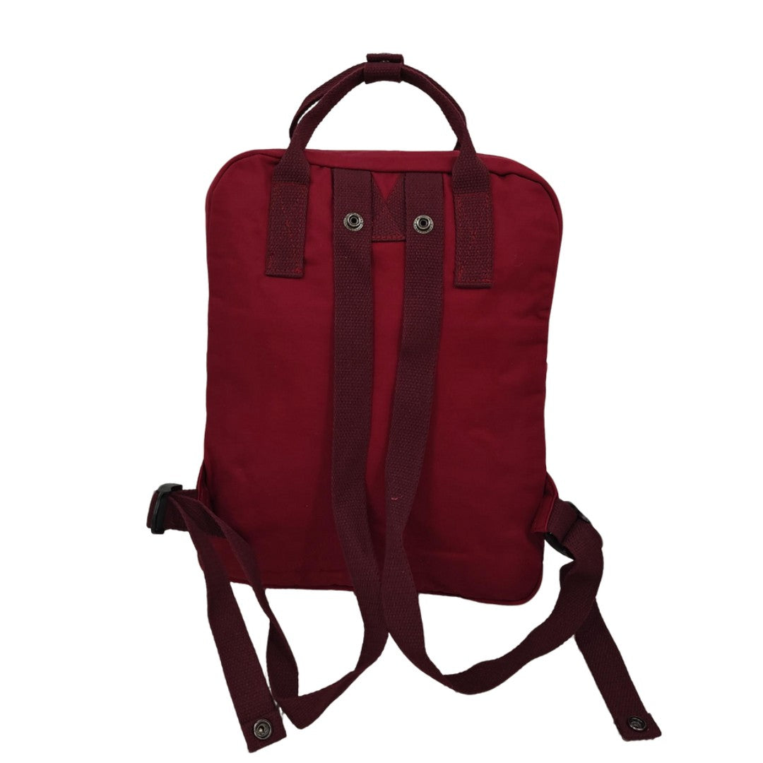Wine Red Square Backpack Vintage Casual School Unisex Bookbag Travel Bag